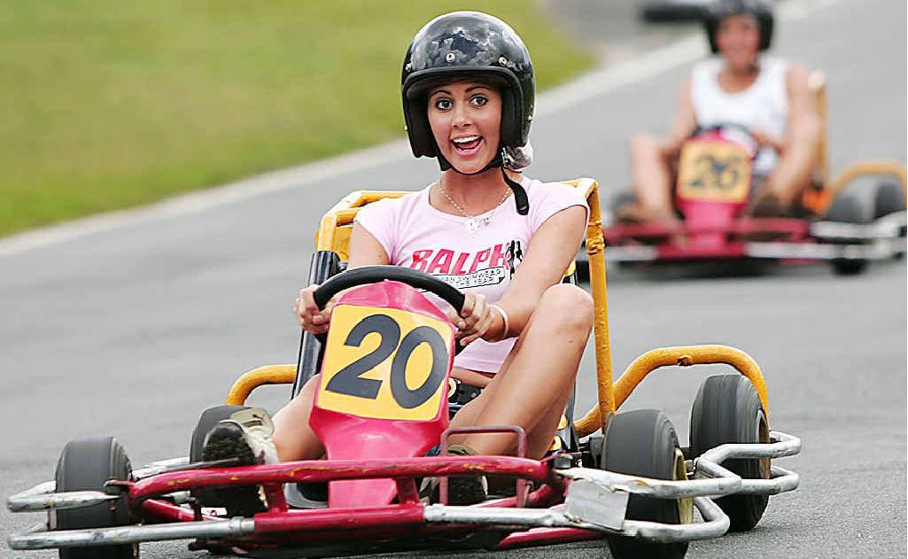 Racers enjoy themselves at the Big Kart Track. Racers enjoy themselves at the Big Kart Track.